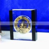 Clear Rectangle Crystal Mechanical Clock With Black Side For Office Set