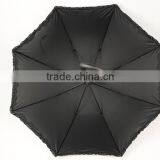 China Factory Black Straight Umbrella With Frills thumbnail-3