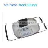 Over the Sink Stainless Steel Mesh Fruit Colander Strainer With Extending Rubber-Grip Arms thumbnail-3