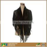 Women Black Hollow Out Suede Scarf Leather Shawl Wholesale