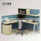 European Style Frosted Glass Partition Workstation With Overhead Cabinet thumbnail-1