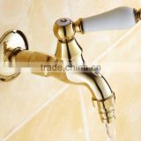 golden Solid Brass Laundry Sink Bar washing machine bib faucet Bathroom Water Tap 0758