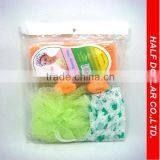 5pcs Bath Set/bath Sponges &Shower Cap thumbnail-1