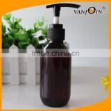 5 OZ Empty Boston Round Amber Lotion Bottle With Black Nozzle