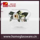 5" HIGH CLEAR GLASS OVAL ART Square GLASS VASE thumbnail-2
