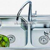 Stainless Steel Double Bowls Kitchen Tank With Faucet thumbnail-1