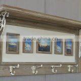 Antique Wooden Wall Shelf With Storage Drawers and Hooks thumbnail-6