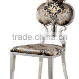 B355 Classic Design Stainless Steel Frame Flower Fabric Velvet Dining Chairs thumbnail-2
