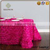New Arrival Fitted Size and Pattern Satin Wedding Rosette Vinyl Argos Banquet Tablecloths thumbnail-3