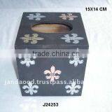 Wooden Tisse Box With Patterns in Metal on MDF Wood thumbnail-1