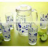 Classic Glass Water Jug 1500ml Color Printing Glass Jug and 6pcs 250ml Cup Set thumbnail-5