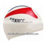 France National Flag Patriotic Silicone Swim Caps With CE/ROHS Certification