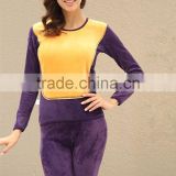 Custom hot sale new couples thermal underwear winter cotton thickening long johns top+pant low round collar sey soft underwears