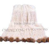 CX-D-108 Hand Knitted Super Cream Real Rex Rabbit Fur Throw Blanket thumbnail-3