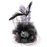 Fabric Feather Big Flower Brooches Handmade Corsage Brooch Feather Pearl Flower Head Clip Brooch thumbnail-3