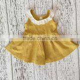 Handmade Boutique Design Baby Linen Clothes Girls Plain White Dress Children Party Wear Medium Dresses thumbnail-3