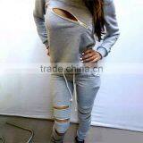 New Arrive Womens Sexy Zipper Tracksuit Hoodie Sweatshirt+Pants Casual Hip Pop Sportwear thumbnail-5