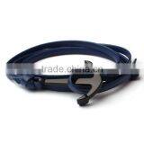 Leather Charm Anchor Wrist Band Cool Men Bracelet