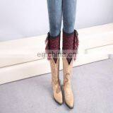 Trendy Knitted Tassel Boot Socks Printed Stripe Boot Cuff thumbnail-4