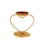 Gold metal wire heart shape decorative metal candle holder with glass tealight holder