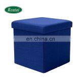 Reatai Blue Tufted Velvet Storage Folding Dine Indoor Stool Ottoman Chair thumbnail-5