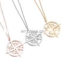 Popular Gold 925 Sterling Silver Eight Star Compass Pendant Charm Necklace For Women