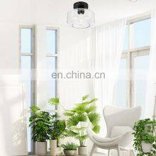 Industrial Semi Flush Mount Ceiling Light Clear Glass Shade Ceiling Light Fixture Matte Black Finish Modern Farmhouse thumbnail-2