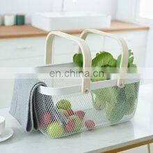 Manufacture Kitchen Home Big Size Black Metal Wire Iron Fruit Storage Basket Double Wood Handles thumbnail-4