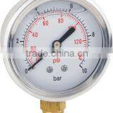 63mm 2.5" Radial Silicone Filled Manometer Stainless Steel Case Low Pressure thumbnail-1