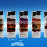 High Quality Disposable or Refillable Electronic Plstic Gas Lighter FH-809 With Wrpped Sticker thumbnail-2