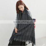 Newest Fringed Tassel Jacquard Checked Plaid Fashion Ladies Winter Wool Scarf thumbnail-4