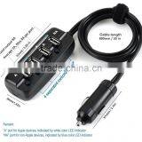 Top Selling 2015 4 Port Female USB Socket Car Charger With Cable & Individual Switch & LED Light thumbnail-4