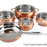 SA-12130 Cookware Cooking pots Induction Cooker 3-ply copper Tri-ply copper Cookware Set Kitchenware