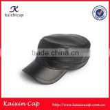 2015 new style custom made flat top leather military cap / army hat wholesale