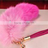 Fashion Dyed 100% Genuine Fox Tail Fur Accessory for Cell Phone Pendant thumbnail-1