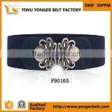 Beautiful Fashion Black Wide Elastic Waistband Metal Belt and Accessories
