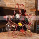 Rustic Star 5 Bottle Wine Rack With Glass Holders Table Top thumbnail-2