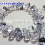 Tourmalated Quartz (Black Rutilated) Faceted Side Drill Drops