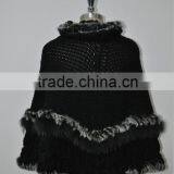 Women Fashion Knitted Real Rabbit Fur Shawl LK16F014 thumbnail-2
