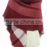 Winter Red Woven Oversize Tartan Blanket Plaid Fabric Wholesale Scarf thumbnail-1