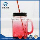 Hot Selling 450ml Square Glass Drinking Bottle With Handle and Straw
