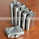 Different size sanding wine flasks stainless steel shot hip flask