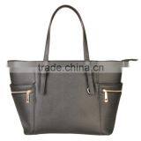 Faux Leather Large Branded Handbag Tote Bag With Zipped Charm thumbnail-4