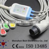 Nihon Kohden 8pin ECG Cable and Leadwires With 3 Leads, IEC, Snap