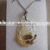 Mother of Pearl Shell Carving Buddha, Religious Statue Pendant