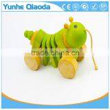 Pull Along Insect Wooden Toy Wiggles as You Pull They Make a Clicking Sound and Make a Fun Baby thumbnail-3