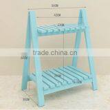 Colorful 2 Layers Wooden Flower Stand Healthy Paint Folding Flower Shelf thumbnail-2