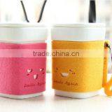 2017 Fashion New Nonwoven Polyester Felt Custom Black Coffee Sleeve Cup Sleeve With Handle Cute Home Decoration OEM ODM China