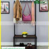 Clothes Hanging Cloth Garment Rack Stand Vintage Stand Closet Shelf Storage Garment Bedroom Clothing Rack With Shoe Storage thumbnail-3