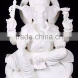 Regional Feature Antique Stone Crarving White Marble Statue of Hindu God Ganesh thumbnail-4